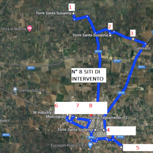 Intervento bonifica, trasporto e smaltimento amianto di rifiuti illecitamente abbandonati situati in cantieri vari dell’agglomerato urbano di Torre Santa Susanna (Br).
